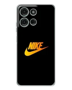 Чехол для Motorola Moto G75 с картинкой «Золотой логотип Nike»
