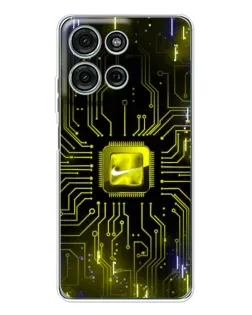 Чехол для Motorola Moto G75 с картинкой «Nike — золотая искра»