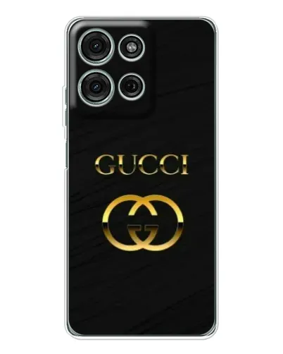 Чехол для Motorola Moto G75 с картинкой «Золотой логотип Gucci»
