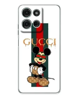 Чехол для Motorola Moto G75 с картинкой «Микки Маус Gucci — полосы»