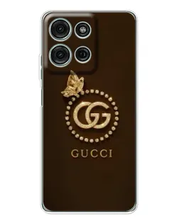 Чехол для Motorola Moto G75 с картинкой «Gucci — золотая бабочка»