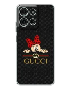 Чехол для Motorola Moto G75 с картинкой «Минни Маус Gucci — черный»