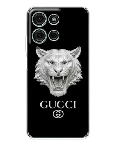 Чохол для Motorola Moto G75 з картинкою «Gucci — срібний лев» Чохол для Motorola Moto G75 з картинкою «Gucci — срібний лев»