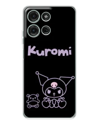 Чехол для Motorola Moto G75 с картинкой «Kuromi — черный минимализм»