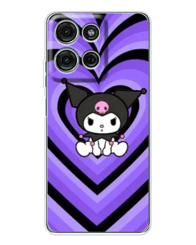 Чехол для Motorola Moto G75 с картинкой «Kuromi и фиолетовые сердца»