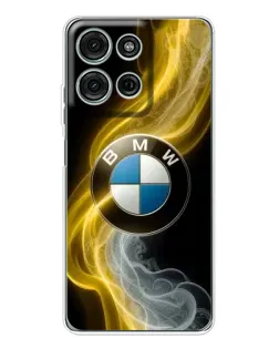 Чехол для Motorola Moto G75 с картинкой «Золотистый дым BMW»