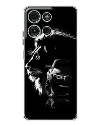 Чехол для Motorola Moto G75 с картинкой «BMW и лев»