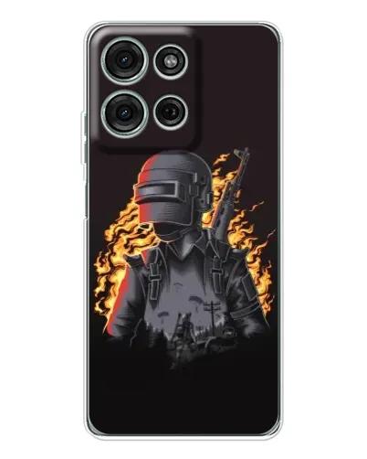 Чехол для Motorola Moto G75 с картинкой «PUBG — огненный силуэт»