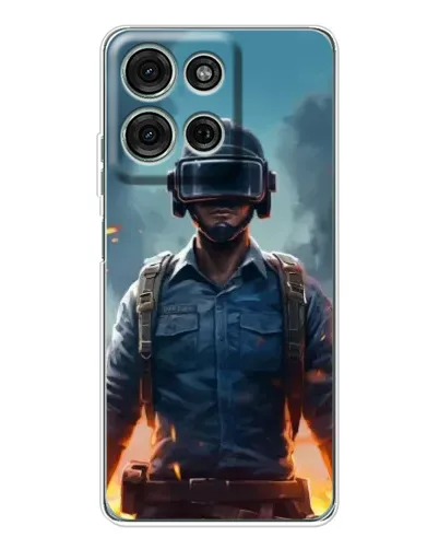 Чехол для Motorola Moto G75 с картинкой «PUBG — реалистичный герой»