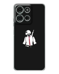 Чехол для Motorola Moto G75 с картинкой «PUBG — силуэт воина»