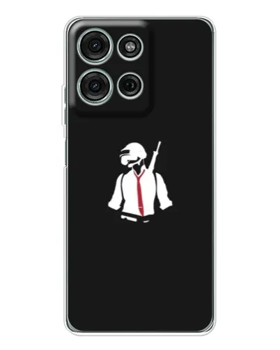 Чехол для Motorola Moto G75 с картинкой «PUBG — силуэт воина»