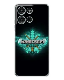 Чехол для Motorola Moto G75 с картинкой «Minecraft Diamond лого» Чехол для Motorola Moto G75 с картинкой «Minecraft Diamond лого»