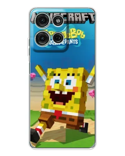 Чехол для Motorola Moto G75 с картинкой «Губка Боб Minecraft» Чехол для Motorola Moto G75 с картинкой «Губка Боб Minecraft»