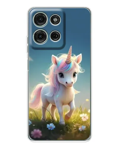 Чехол для Motorola Moto G75 с картинкой «Единорог на поляне»