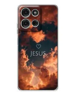 Чехол для Motorola Moto G75 с картинкой «Сияние Имени Jesus»