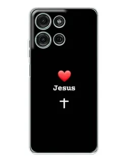 Чехол для Motorola Moto G75 с картинкой «Сердце - Jesus»