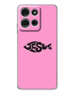 Чехол для Motorola Moto G75 с картинкой «Розовый символ  Jesus»
