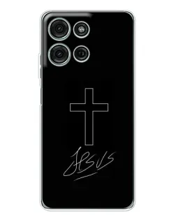 Чохол для Motorola Moto G75 з картинкою «Графічний хрест Jesus»
