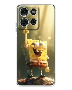 Чехол для Motorola Moto G75 с картинкой «Сияющий Спанч Боб»