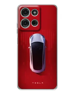Чехол для Motorola Moto G75 с картинкой «Tesla Top View»