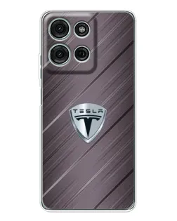 Чехол для Motorola Moto G75 с картинкой «Металлическая текстура Tesla»