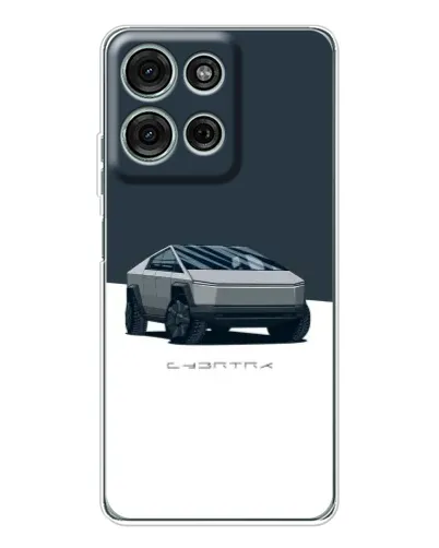 Чехол для Motorola Moto G75 с картинкой «Серебристый Cybertruck Tesla»