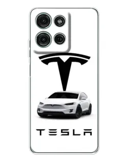 Чехол для Motorola Moto G75 с картинкой «Tesla White Style»