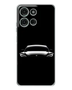 Чехол для Motorola Moto G75 с картинкой «Фары Tesla Night»