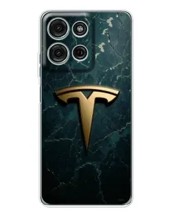 Чехол для Motorola Moto G75 с картинкой «Мраморная Tesla Gold»