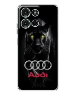 Чехол для Motorola Moto G75 с картинкой «Пантера и Audi»