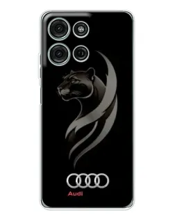 Чехол для Motorola Moto G75 с картинкой «Графика — пантера и Audi»
