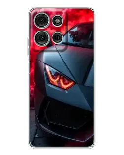 Чехол для Motorola Moto G75 с картинкой «Lamborghini красное сияние»