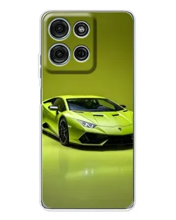 Чехол для Motorola Moto G75 с картинкой «Салатовый Lamborghini Huracan»