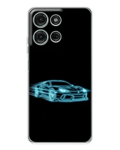 Чехол для Motorola Moto G75 с картинкой «Неоновый контур Lamborghini»