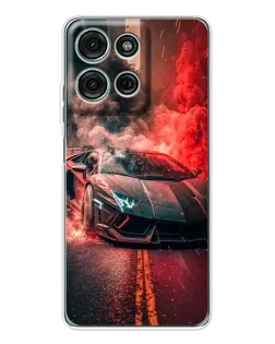 Чехол для Motorola Moto G75 с картинкой «Lamborghini красный дым»