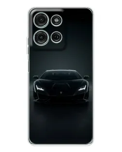 Чехол для Motorola Moto G75 с картинкой «Черный Lamborghini Aventador»