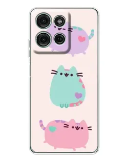 Чехол для Motorola Moto G75 с картинкой «Pusheen трио»
