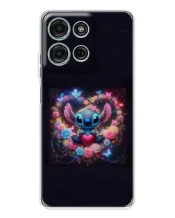 Чехол для Motorola Moto G75 с картинкой «Stitch в цветах»