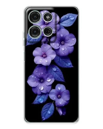 Чехол для Motorola Moto G75 с картинкой «Фиолетовые цветы с росою»