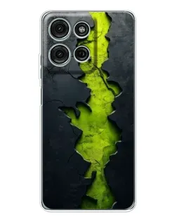 Чехол для Motorola Moto G75 с картинкой «Салатовый разлом скалы»