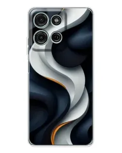 Чехол для Motorola Moto G75 с картинкой «Объемные черно-белые ленты»