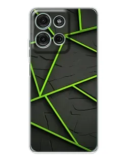 Чехол для Motorola Moto G75 с картинкой «Зеленые геометрические линии»