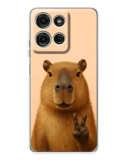 Чехол для Motorola Moto G75 с картинкой «Капибара виктория»