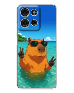 Чехол для Motorola Moto G75 с картинкой «Морская капибара»