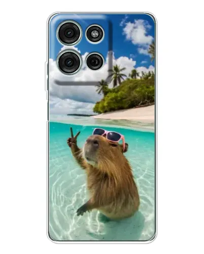 Чехол для Motorola Moto G75 с картинкой «Капибара на море»
