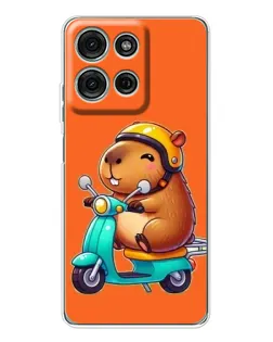 Чехол для Motorola Moto G75 с картинкой «Капибара на скутере»
