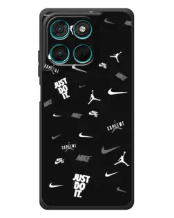 Чехол для Motorola Moto G77 с картинкой «Nike Black Pattern» Чехол для Motorola Moto G77 с картинкой «Nike Black Pattern»