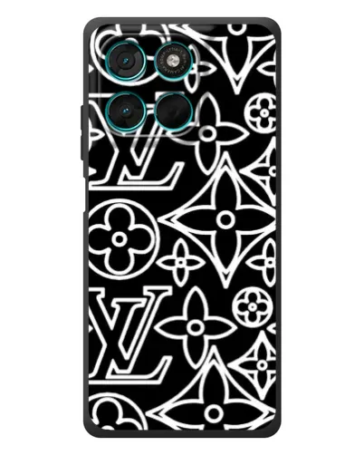 Чехол для Motorola Moto G77 с картинкой «Черно-белый узор LV»