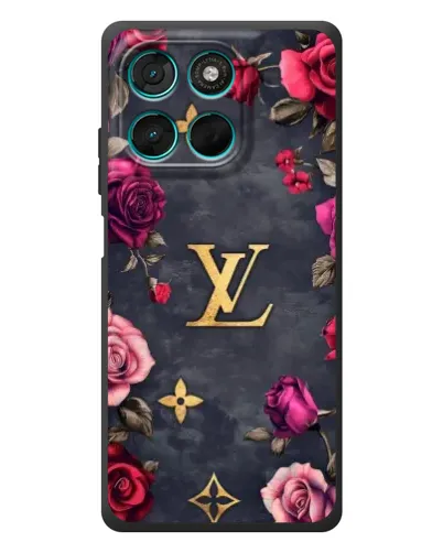 Чехол для Motorola Moto G77 с картинкой «Цветочный Louis Vuitton»