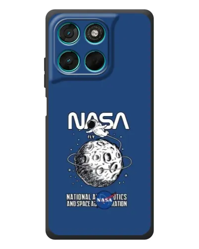 Чехол для Motorola Moto G77 с картинкой «NASA — лунная миссия»